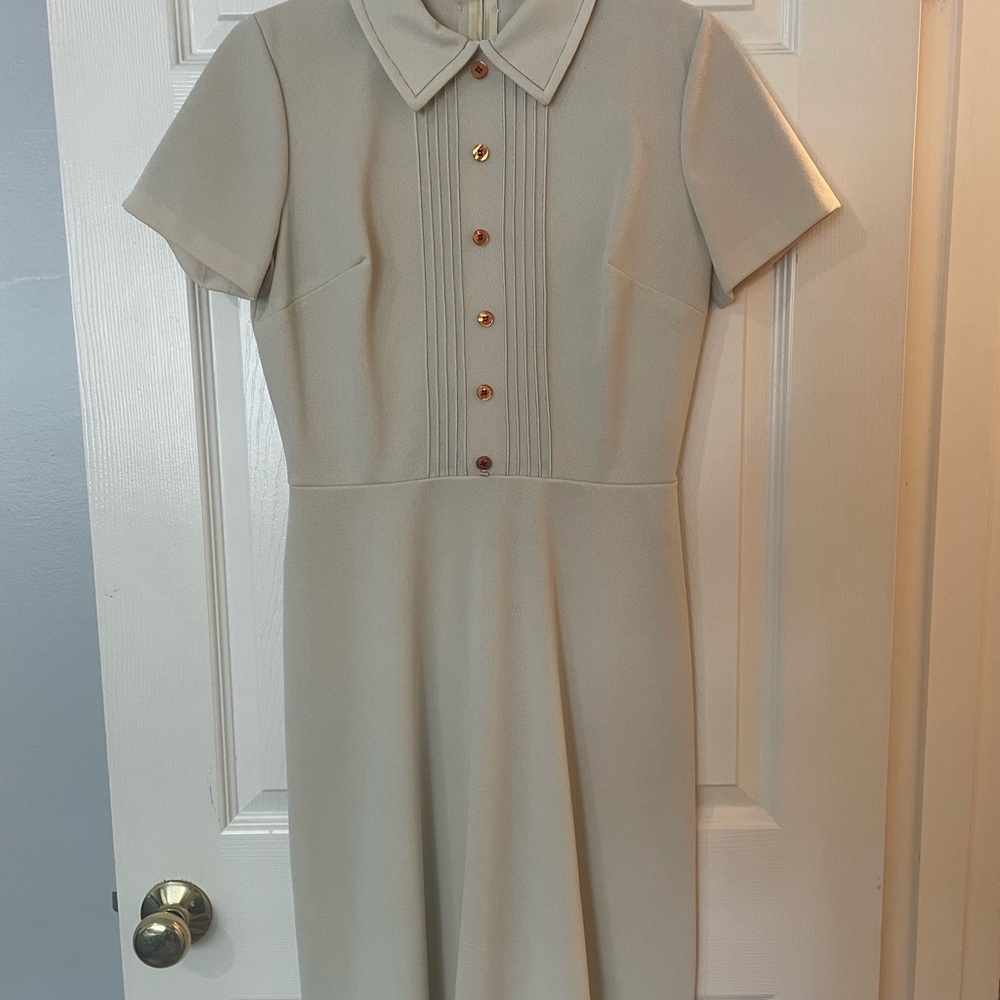 Elegant Cream Button-Up Dress